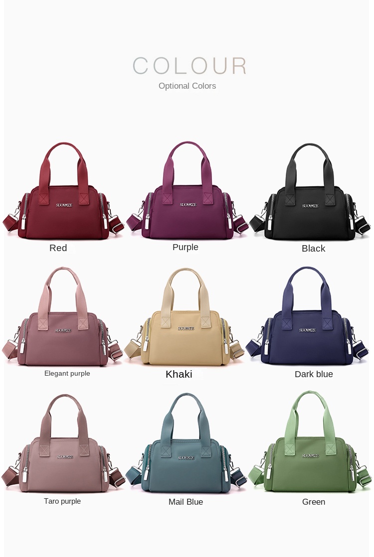 New Elegant Multi Pocket Nylon Messenger Bags Nylon Shoulder Bags Women's Nylon Handbags