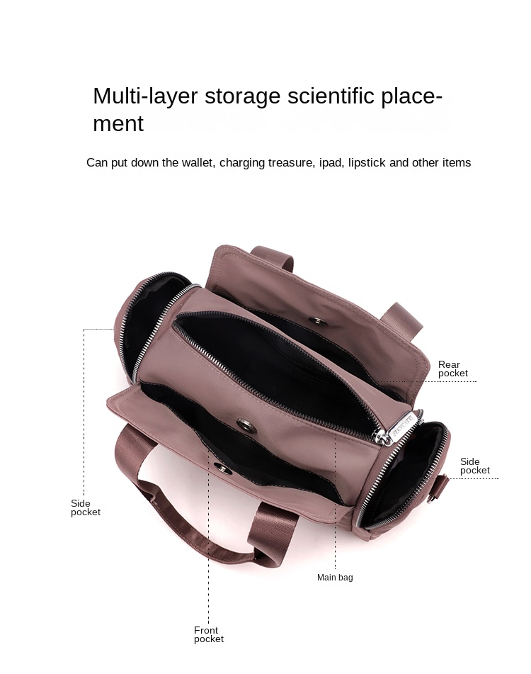 New Elegant Multi Pocket Nylon Messenger Bags Nylon Shoulder Bags Women's Nylon Handbags