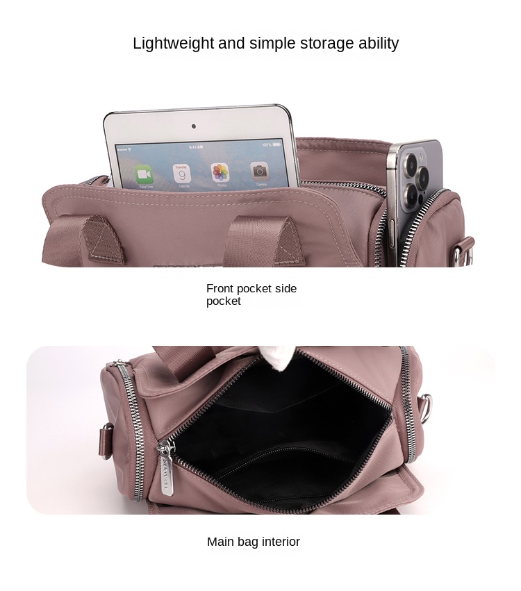 New Elegant Multi Pocket Nylon Messenger Bags Nylon Shoulder Bags Women's Nylon Handbags