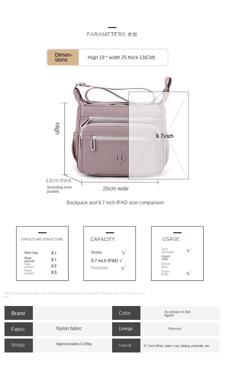 Trendy Nylon Crossbody Purse for Women – Anti-Theft Casual Sling Shoulder Bag