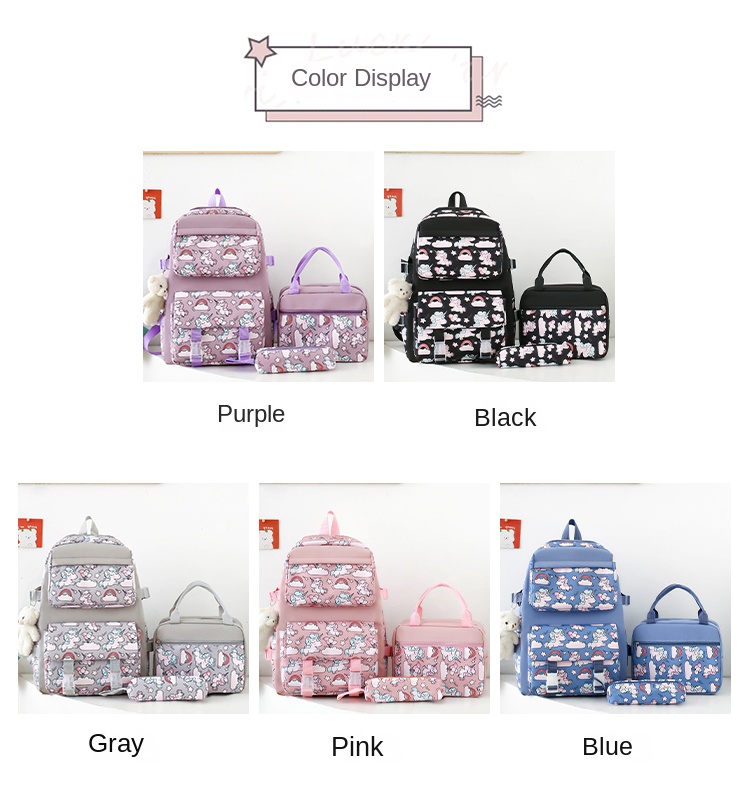 3-in-1 School Backpack Set for Teens – Waterproof Bookbag with Lunch Bag