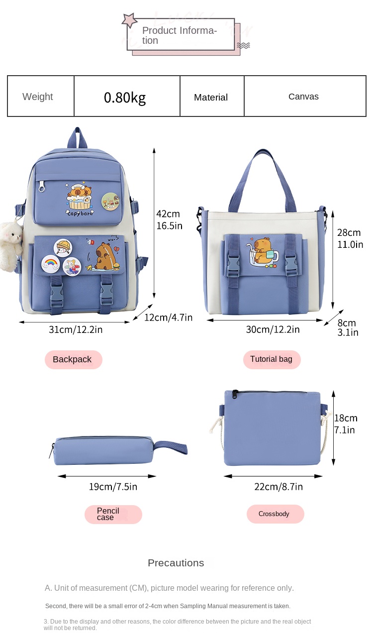 5-in-1 Student Backpack Set for School – Waterproof Bookbag with Lunch Bag, Pencil Case, Crossbody