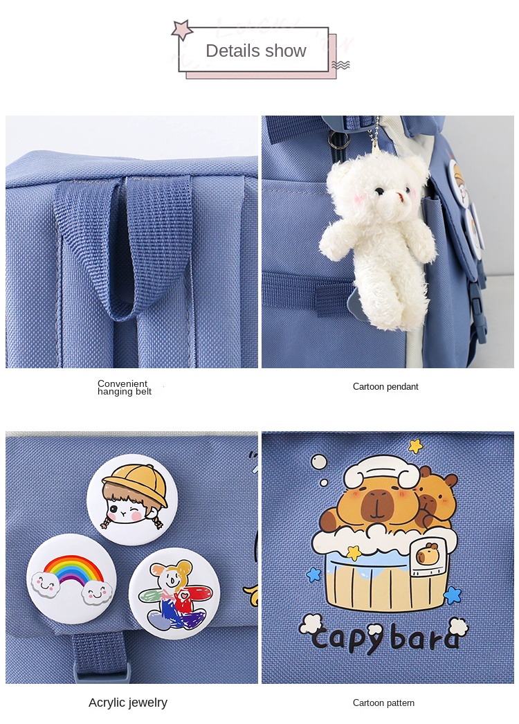 5-in-1 Student Backpack Set for School – Waterproof Bookbag with Lunch Bag, Pencil Case, Crossbody