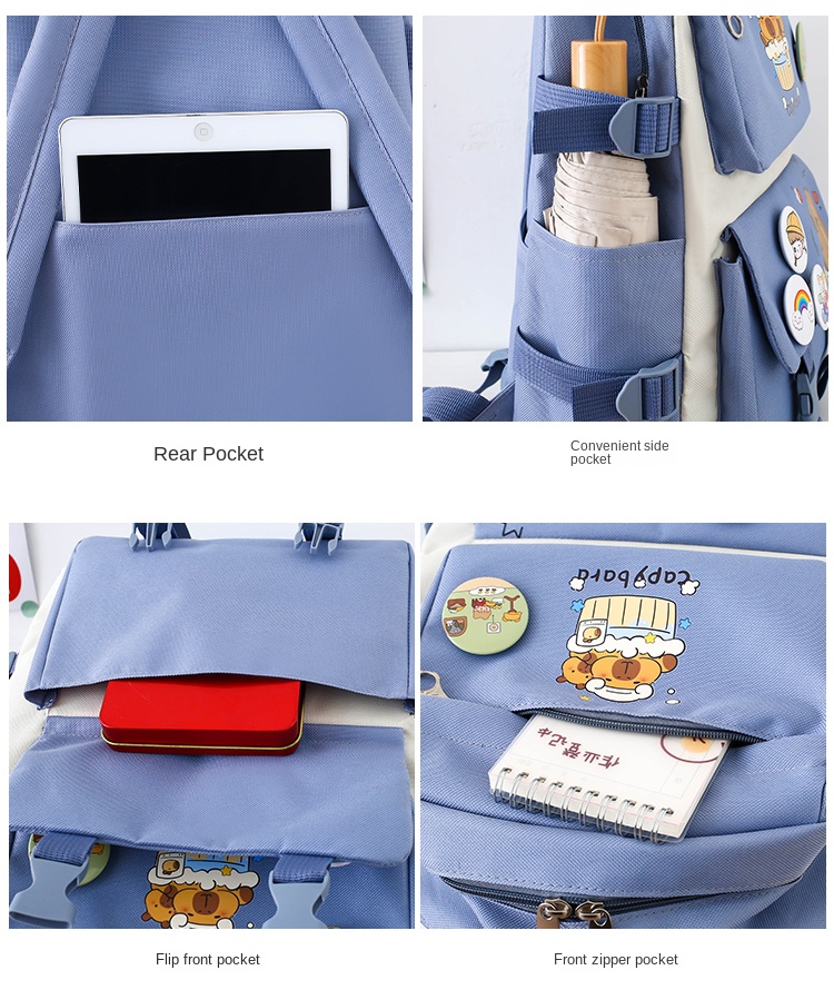 5-in-1 Student Backpack Set for School – Waterproof Bookbag with Lunch Bag, Pencil Case, Crossbody