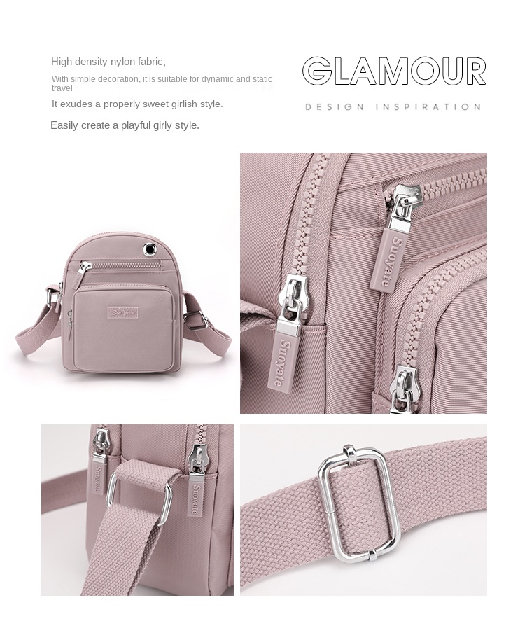 Small Nylon Crossbody Purse – Multi-Pocket