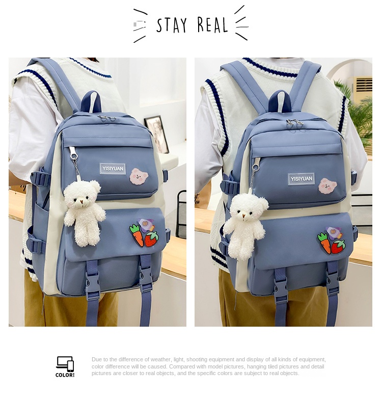 5-Piece Student Backpack Set with Dinosaur Design – Blue School Bags for Boys