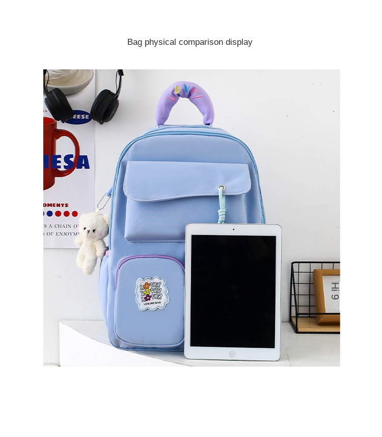 4-Piece School Backpack Set for Girls – Light Purple Unicorn Design