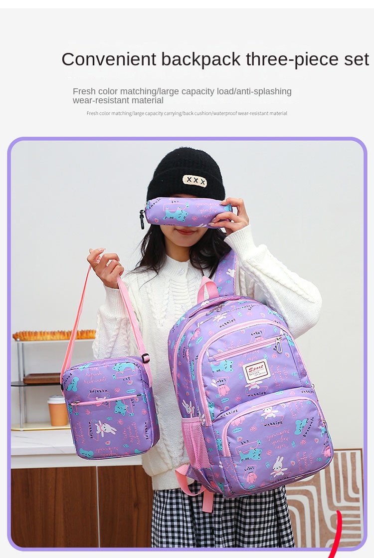 3-in-1 Waterproof Student Backpack Set with Lunch Bag