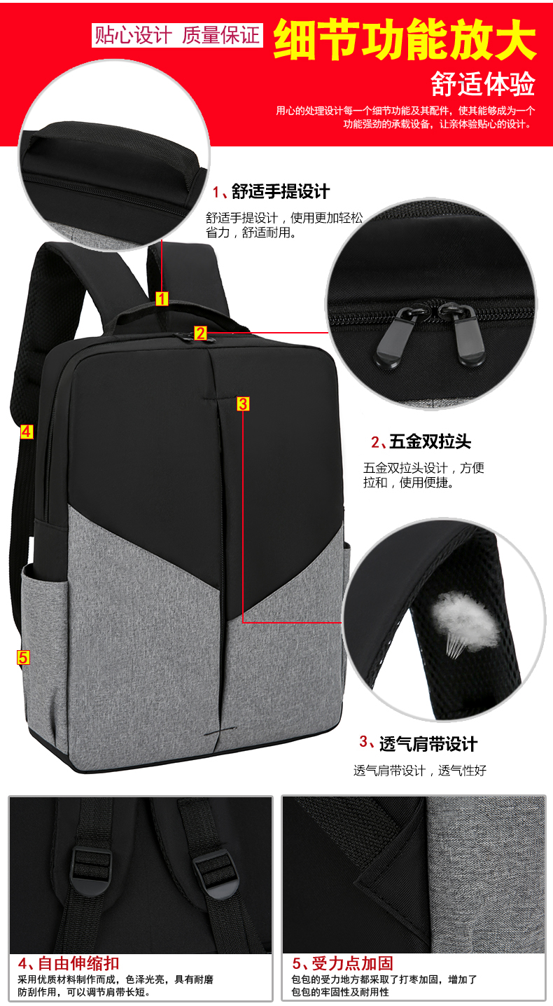 3-Piece Laptop Backpack Set – Grey Waterproof School