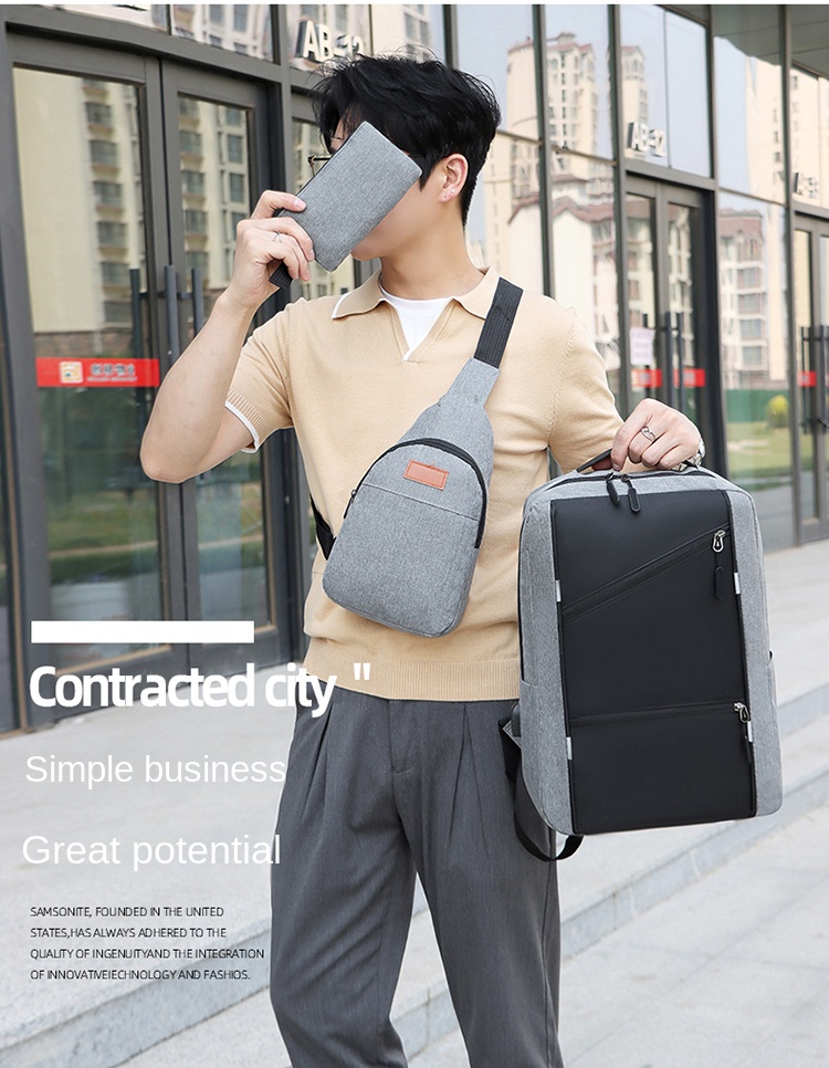 3-Piece Laptop Bag Set – Waterproof Backpack with Shoulder Pouch