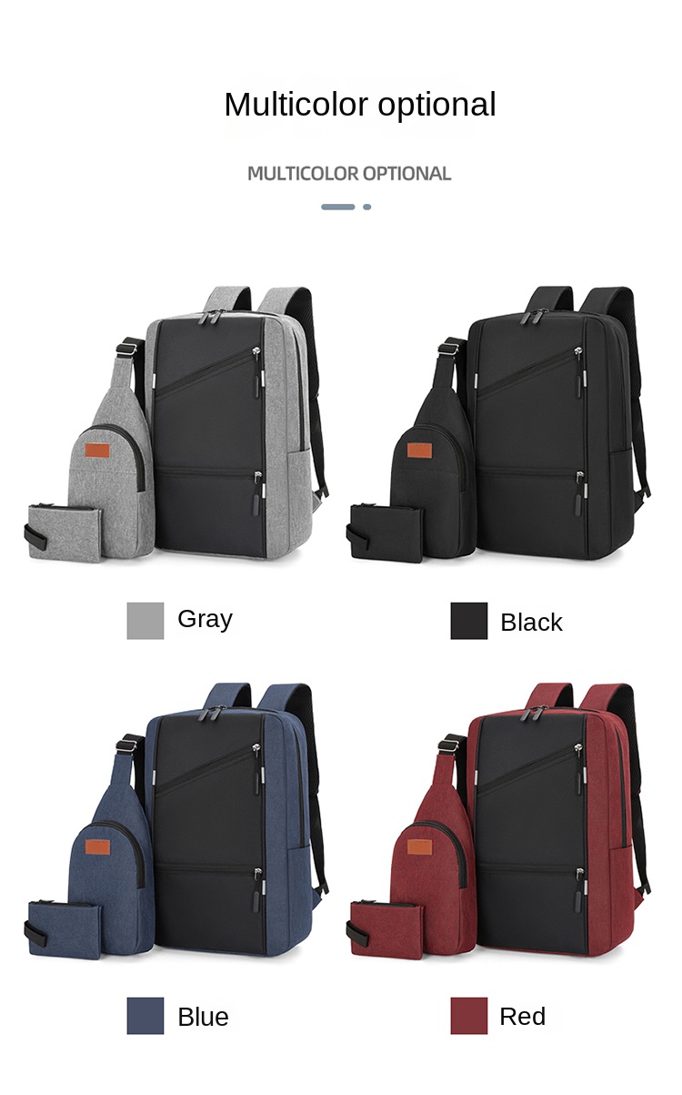 3-Piece Laptop Bag Set – Waterproof Backpack with Shoulder Pouch