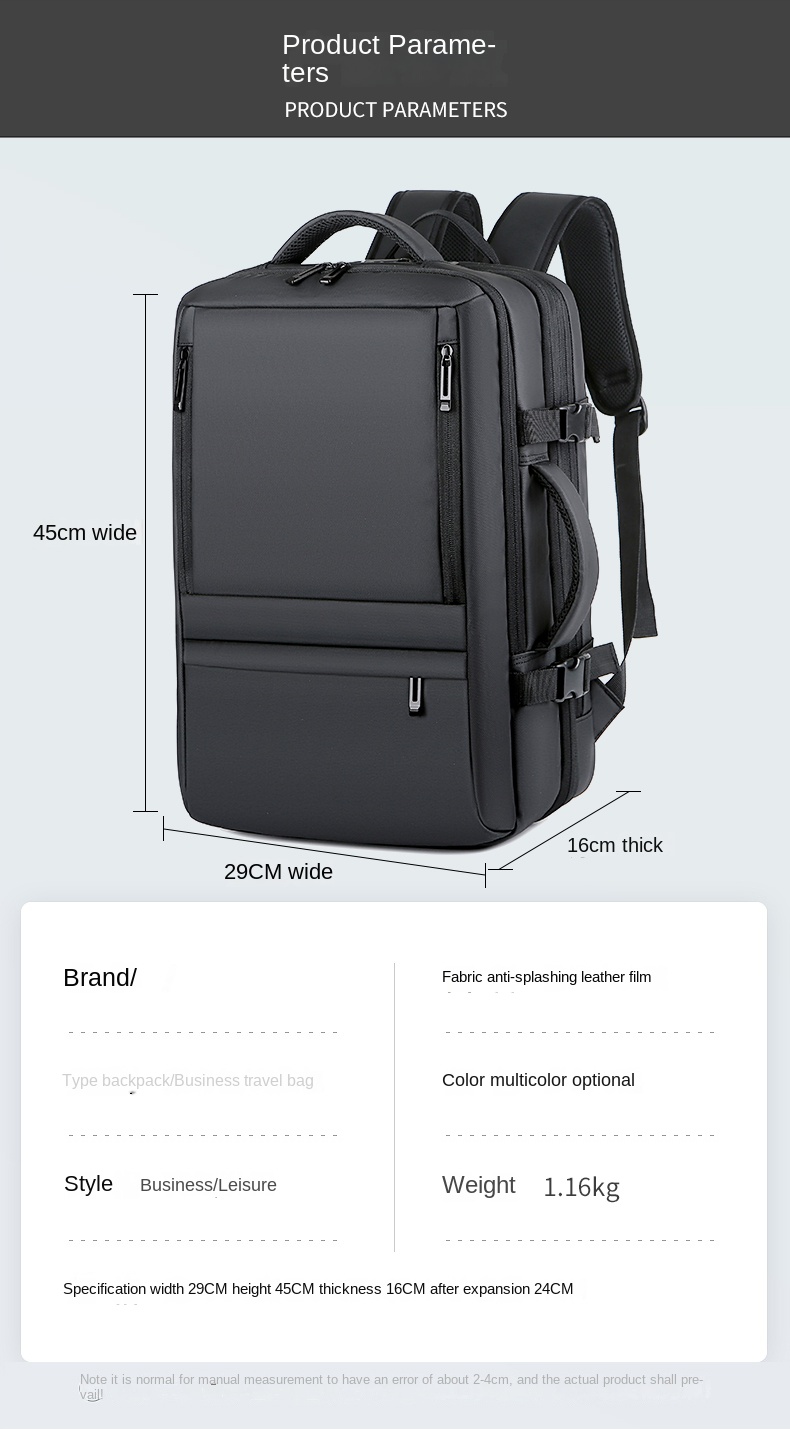 Business Laptop Backpack with USB Charging Port – Water-Resistant Travel Bag for Men