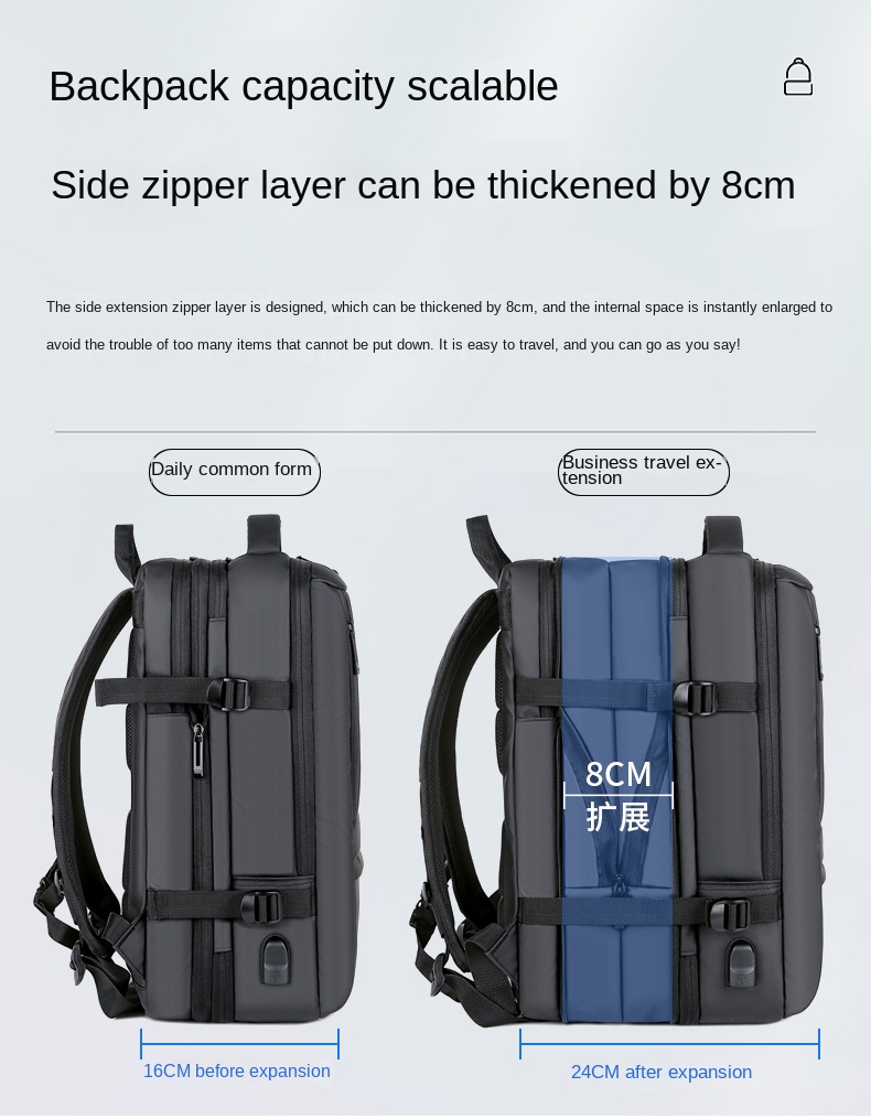 Business Laptop Backpack with USB Charging Port – Water-Resistant Travel Bag for Men