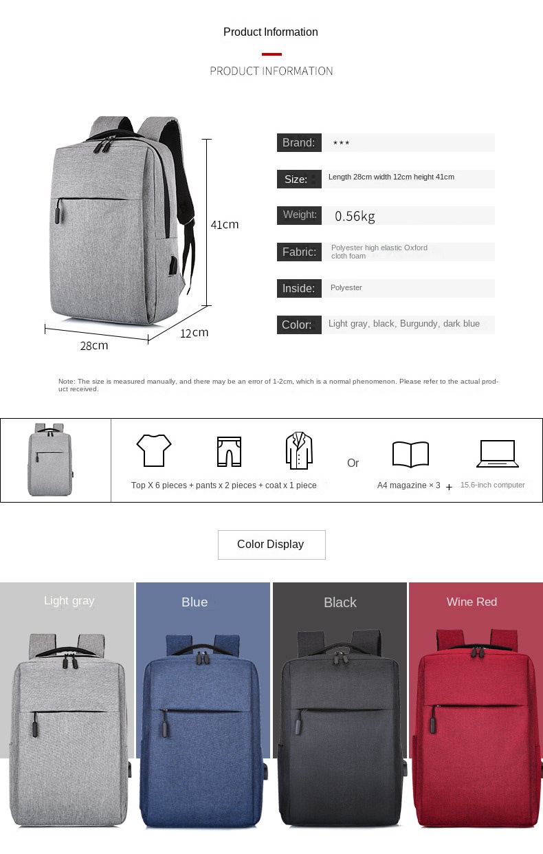 USB Laptop Backpack for School