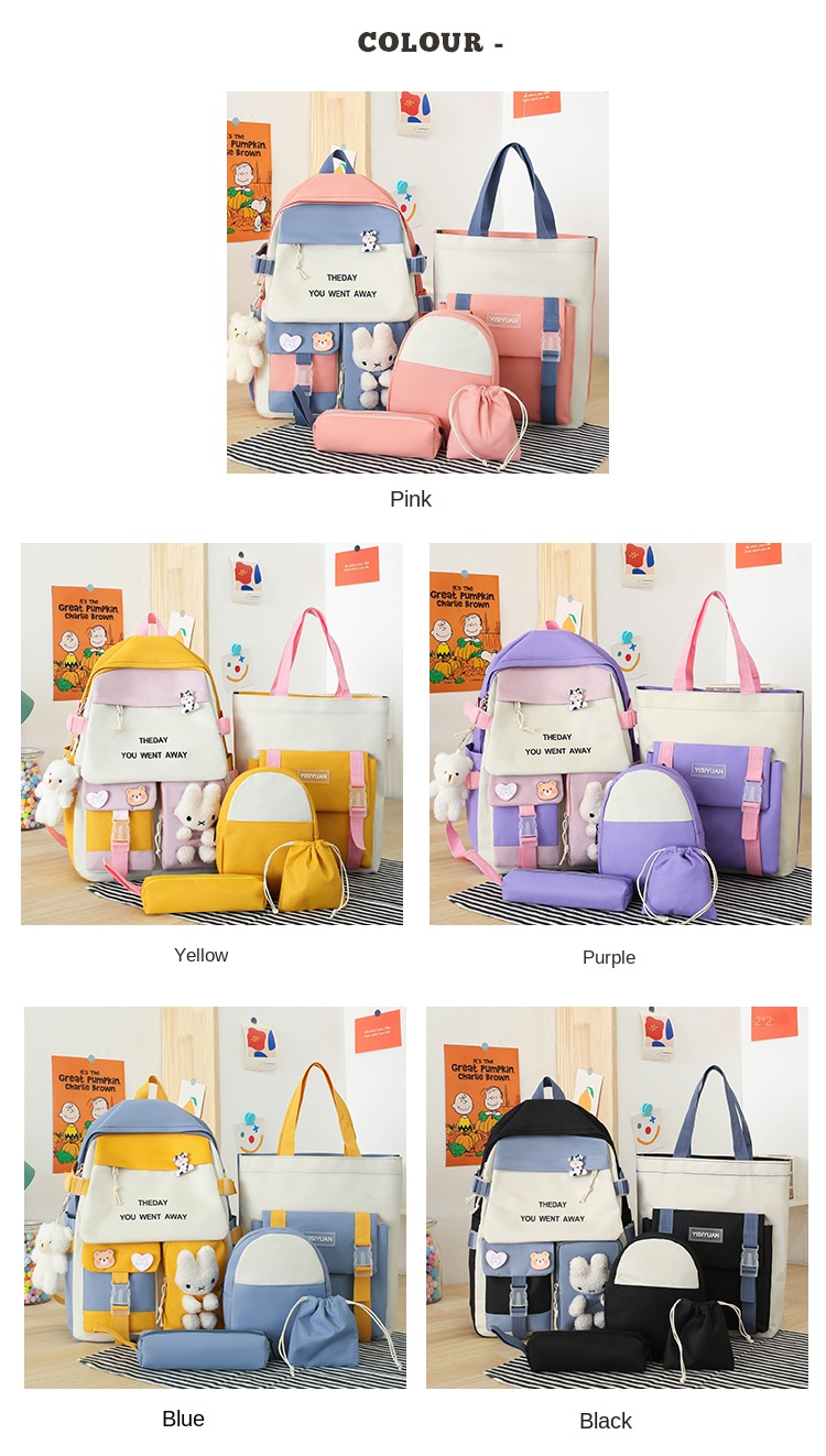 5-in-1 School Backpack Set for Students – Bookbag, Lunch Bag, Crossbody, Pencil Case