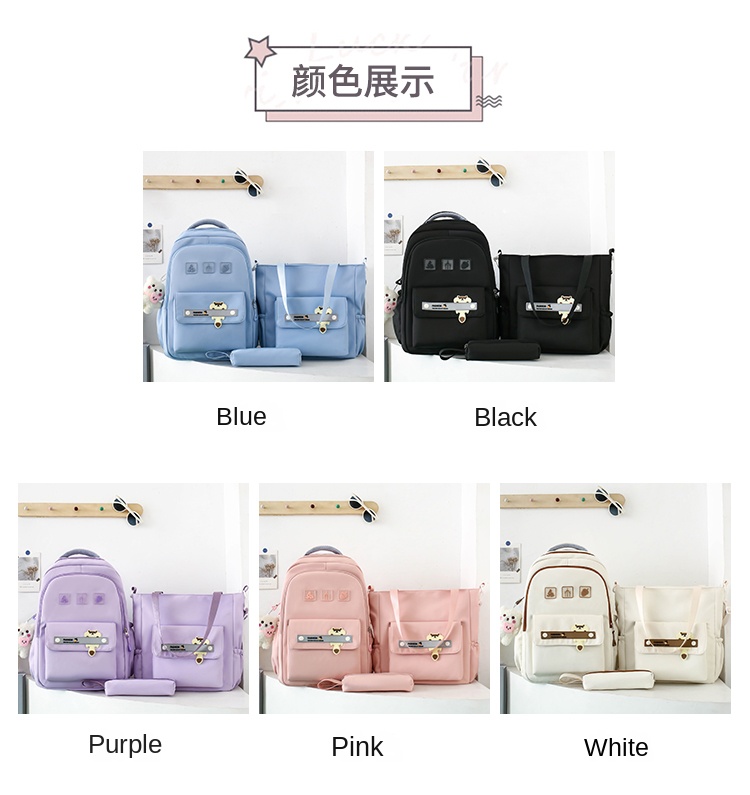 3-in-1 Student Backpack Set – School Bookbag with Matching Lunch Bag