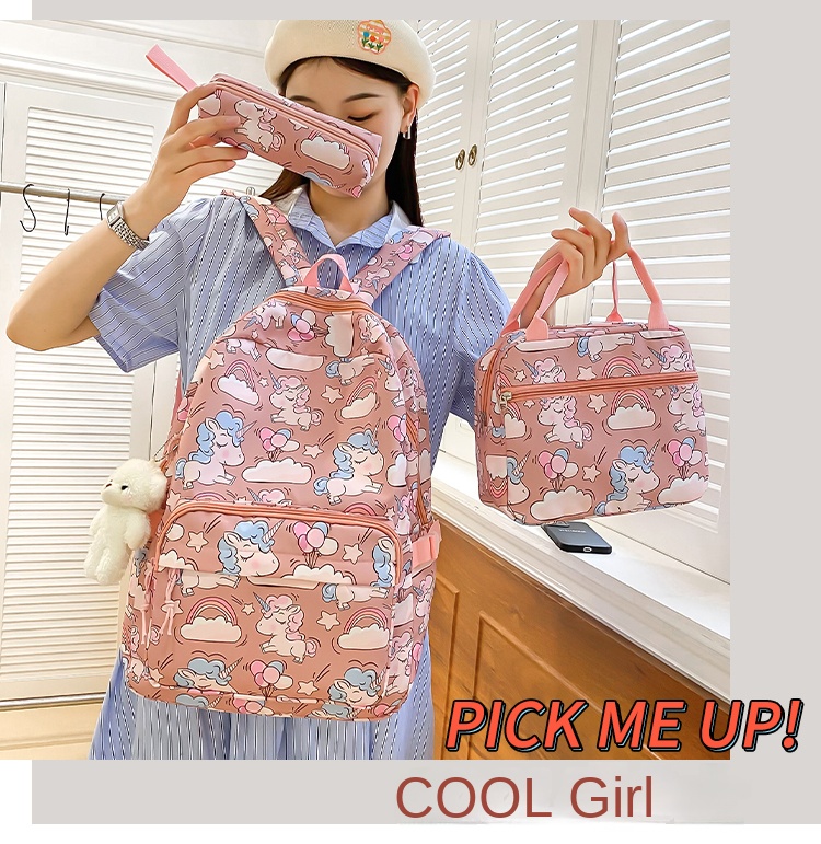 3-Piece Student Backpack Set – School Backpack with Lunch Bag
