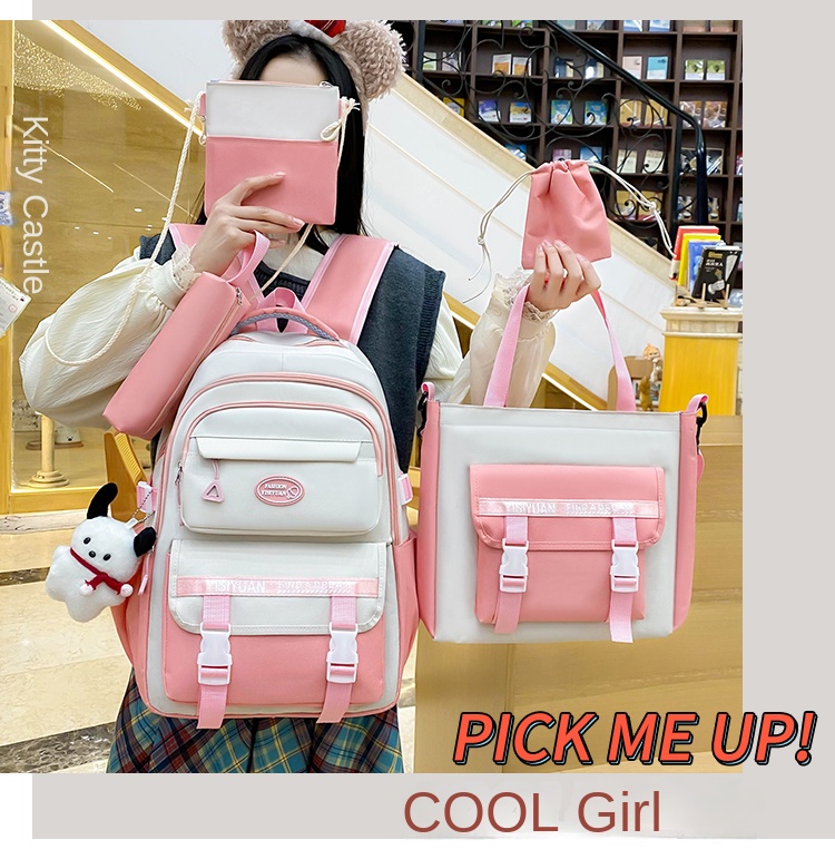 5-Piece Student Backpack Set – School Bag with Lunch Box, Pencil Case, Crossbody