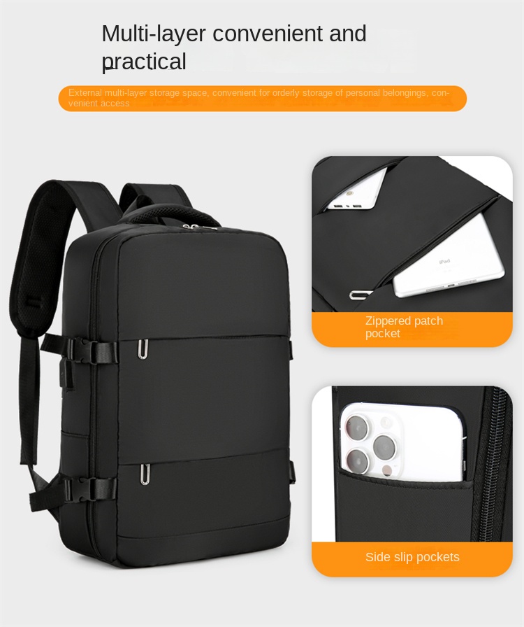 Large Capacity Laptop Backpack – Water-Resistant Travel Computer Bag with USB Charging Port