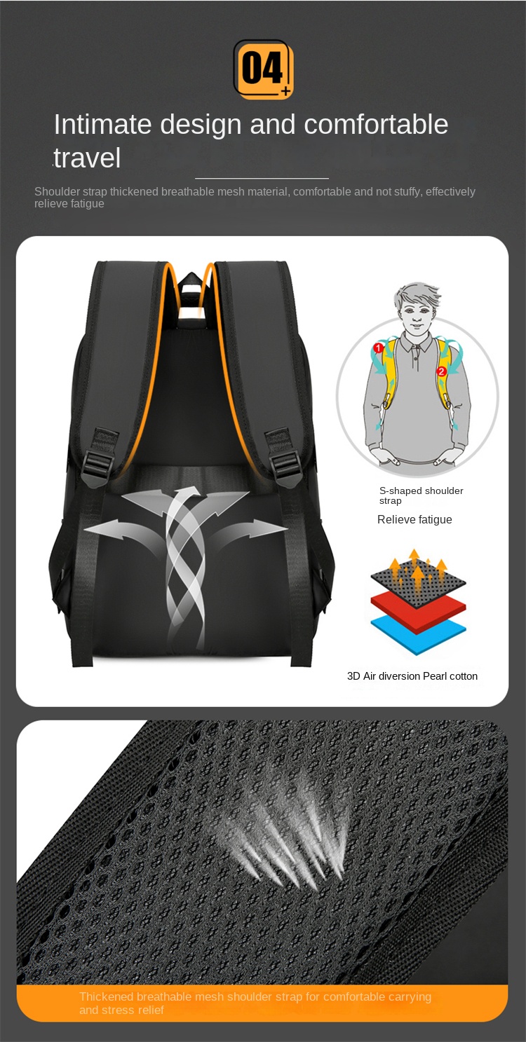 Large Capacity Laptop Backpack – Water-Resistant Travel Computer Bag with USB Charging Port