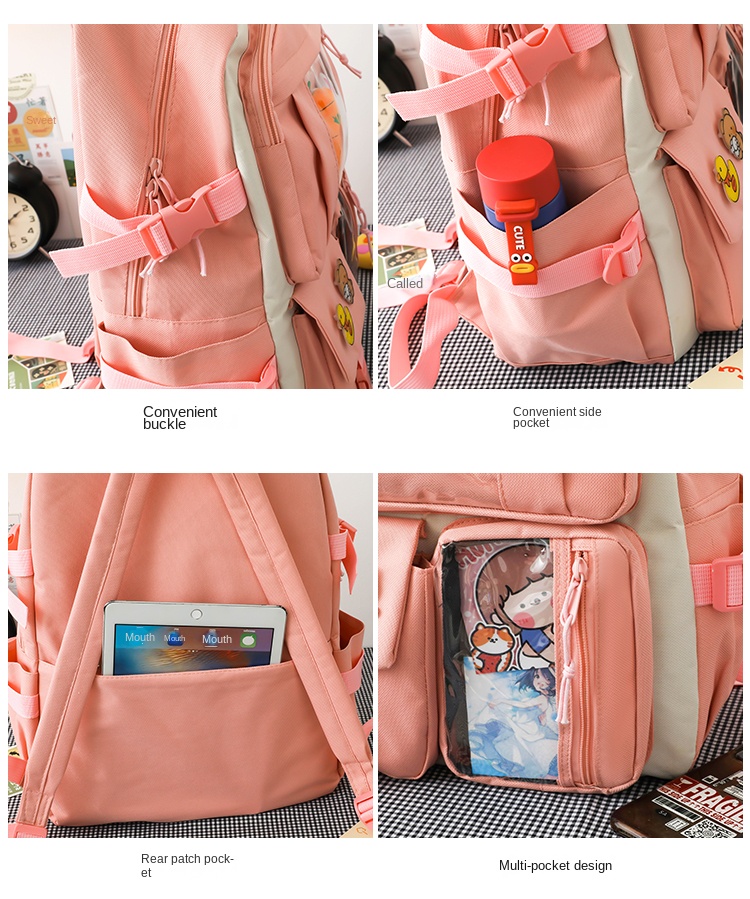 Cute 5-in-1 School Backpack Set for Girls – Backpack, Lunch Bag, Pencil Case