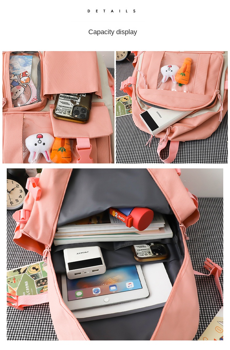 Cute 5-in-1 School Backpack Set for Girls – Backpack, Lunch Bag, Pencil Case