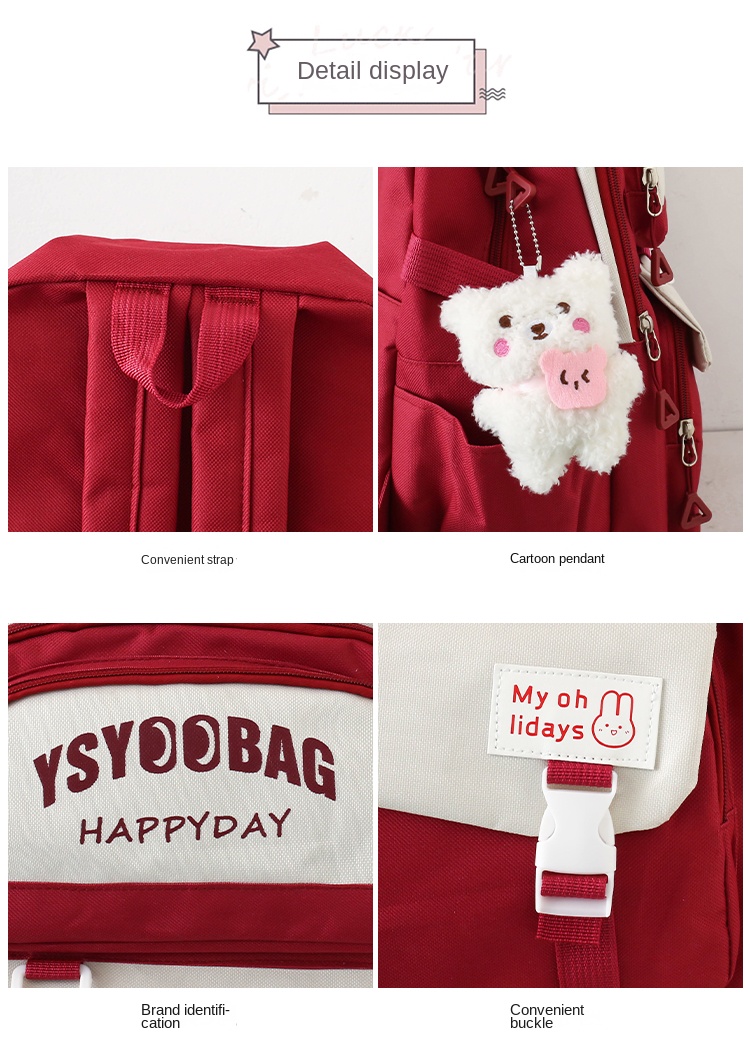 5-Piece Student Backpack Set – Waterproof School Bag with Lunch Box