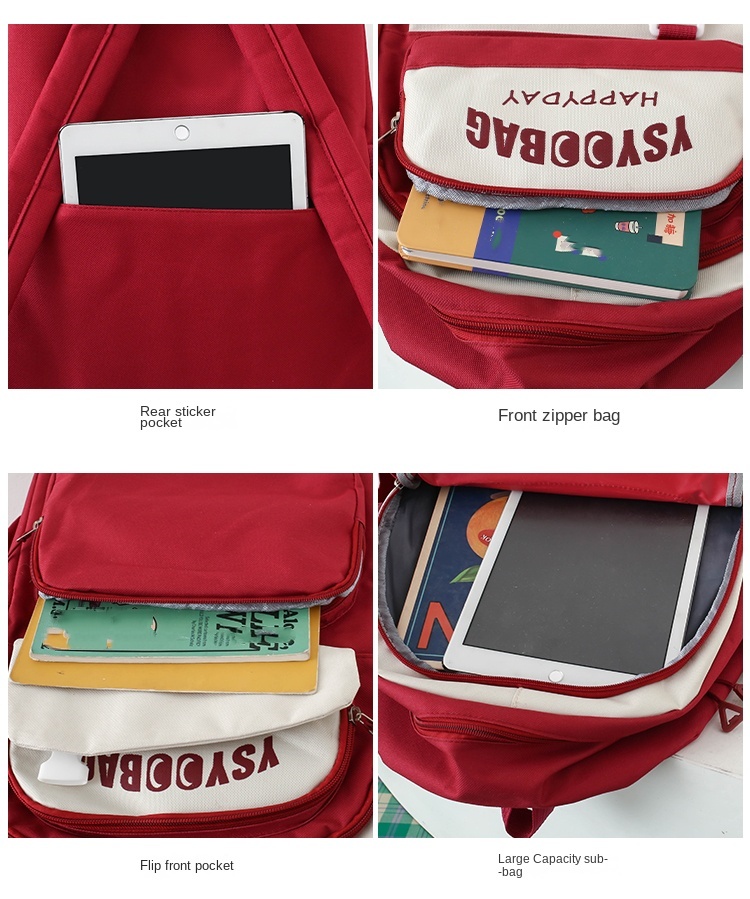 5-Piece Student Backpack Set – Waterproof School Bag with Lunch Box