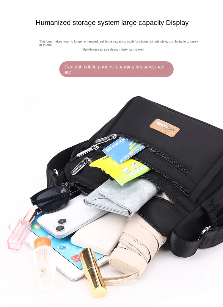Lightweight Nylon Crossbody Bag for Women – Water-Resistant Daily Purse