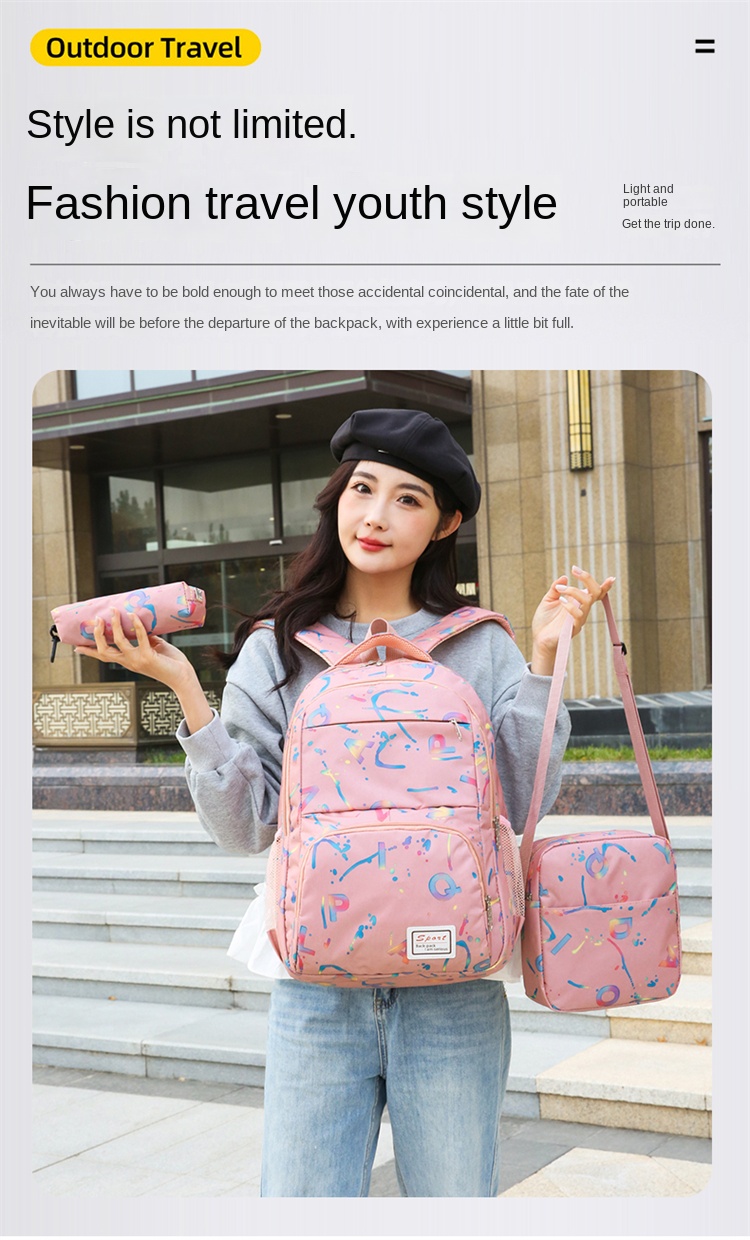 Student Backpack 3-Piece Set for School – Lightweight Bookbag with Lunch Bag