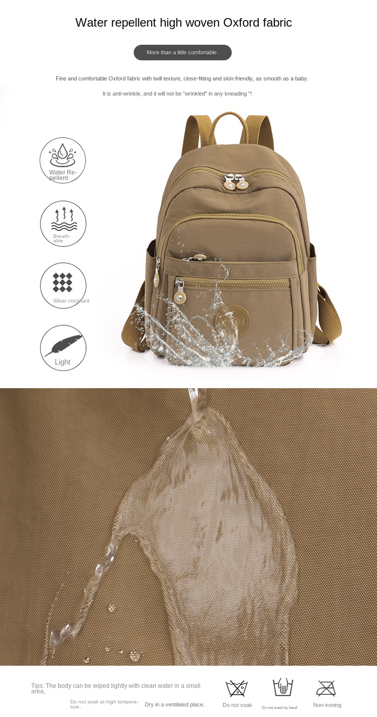 Stylish Women's Nylon Backpack – Lightweight, Waterproof