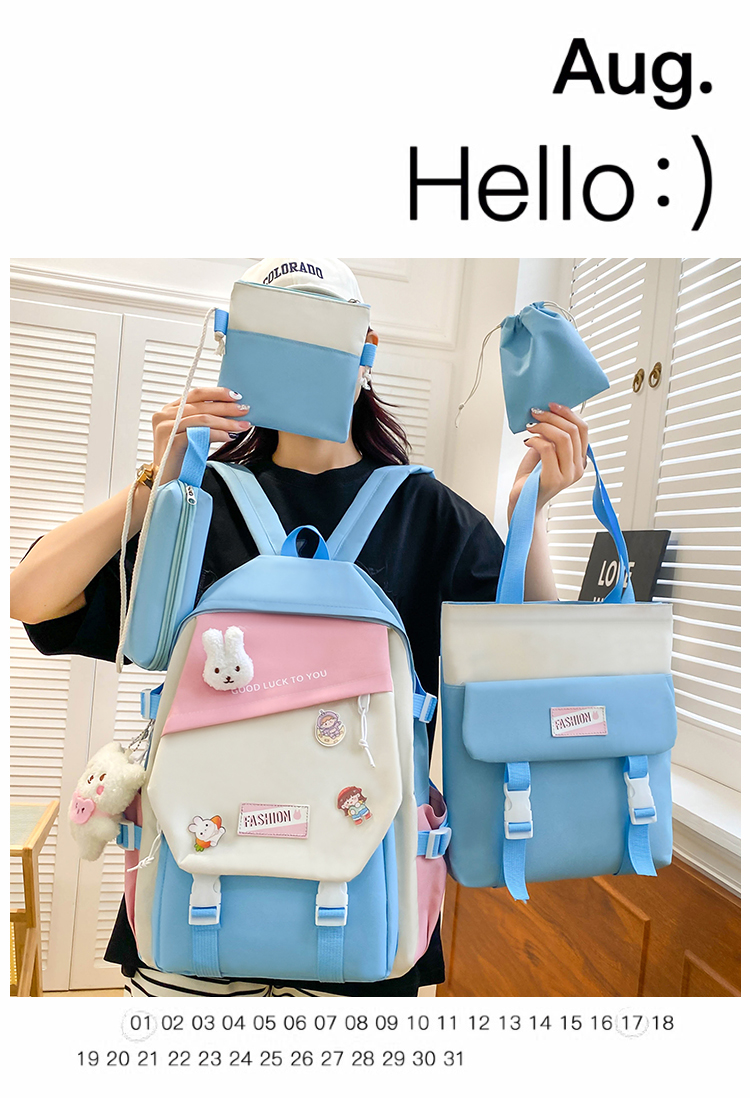 5-in-1 Girls School Backpack Set – Cute Bookbag with Lunch Box, Crossbody, Pencil Case