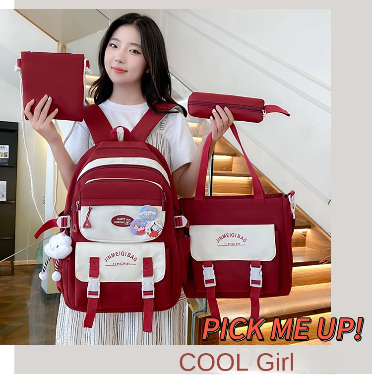 5-in-1 Student Backpack Set – Minimalist School Bag Combo with Lunch Tote, Shoulder Bag