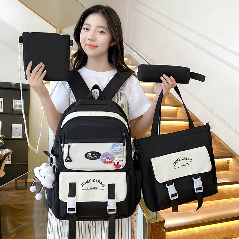5-in-1 Student Backpack Set – Minimalist School Bag Combo with Lunch Tote, Shoulder Bag