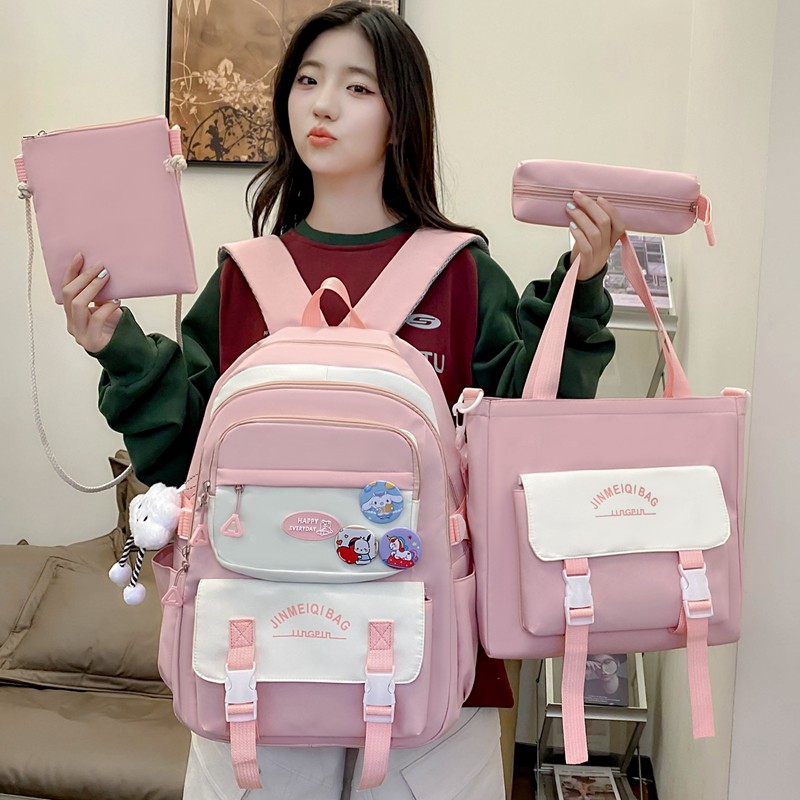 5-in-1 Student Backpack Set – Minimalist School Bag Combo with Lunch Tote, Shoulder Bag