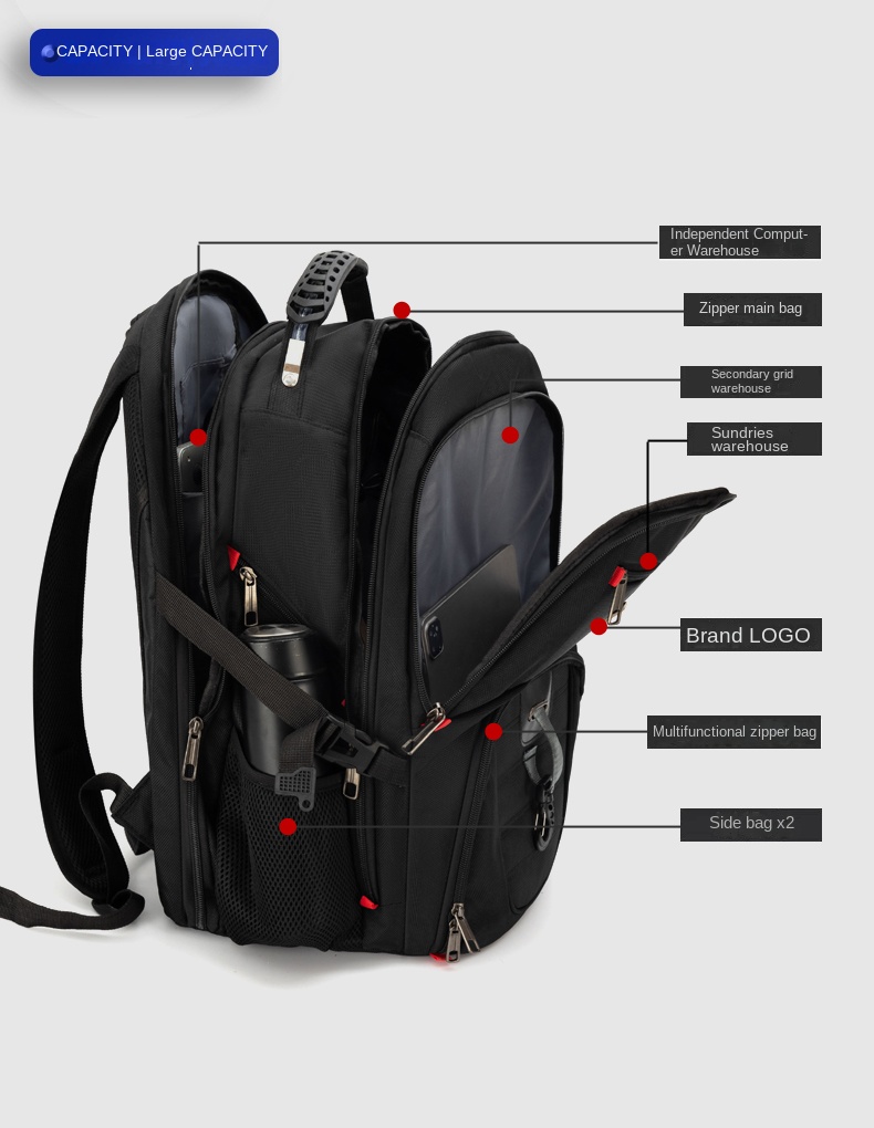 USB Charging Laptop Backpack – Waterproof Business Travel Bag with Anti-Theft Design