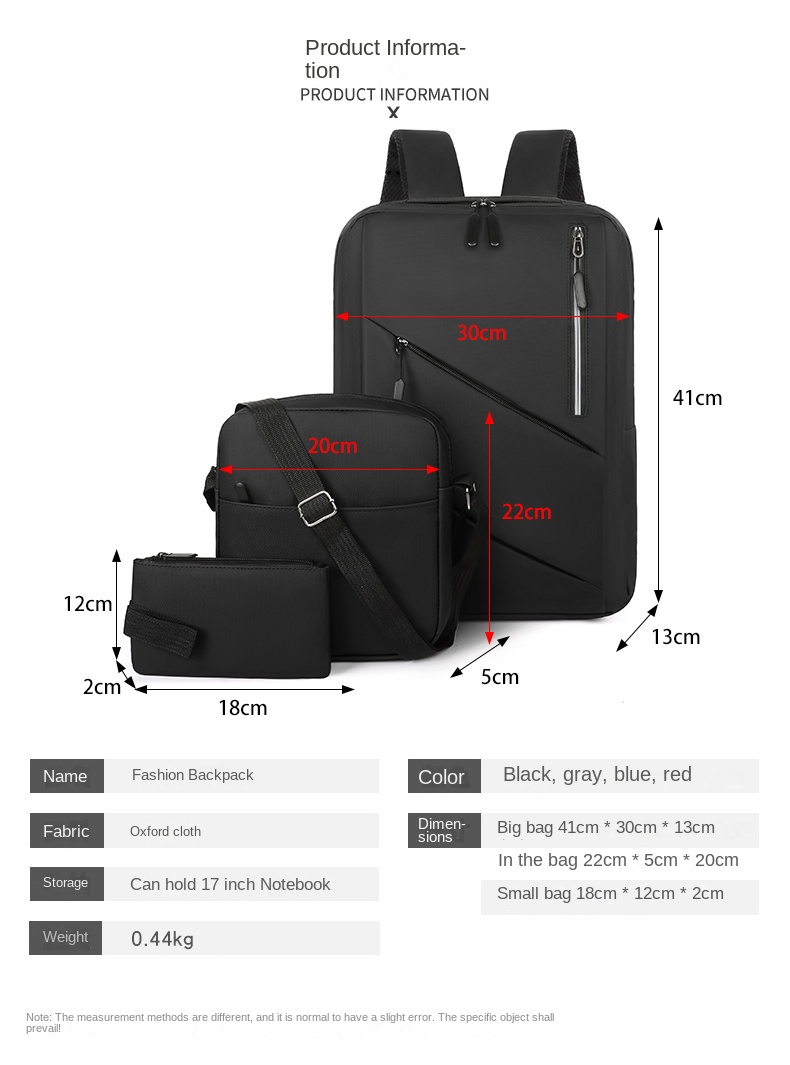 3-in-1 PU Leather Laptop Backpack Set – Backpack, Pouch