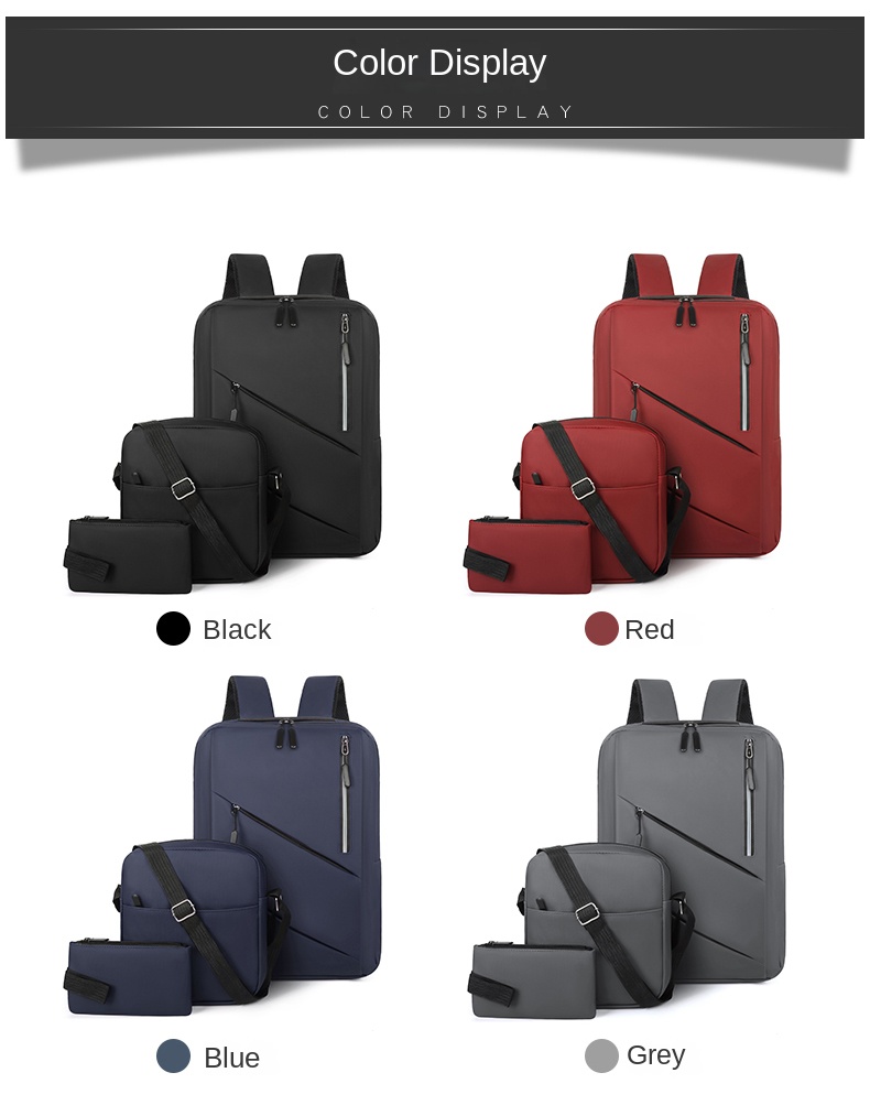 3-in-1 PU Leather Laptop Backpack Set – Backpack, Pouch