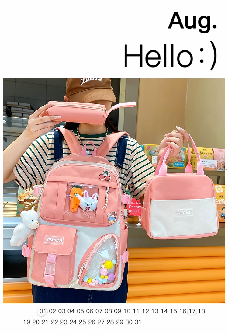 3-in-1 Student Backpack Set – Solid Color School Bag, Lunch Tote