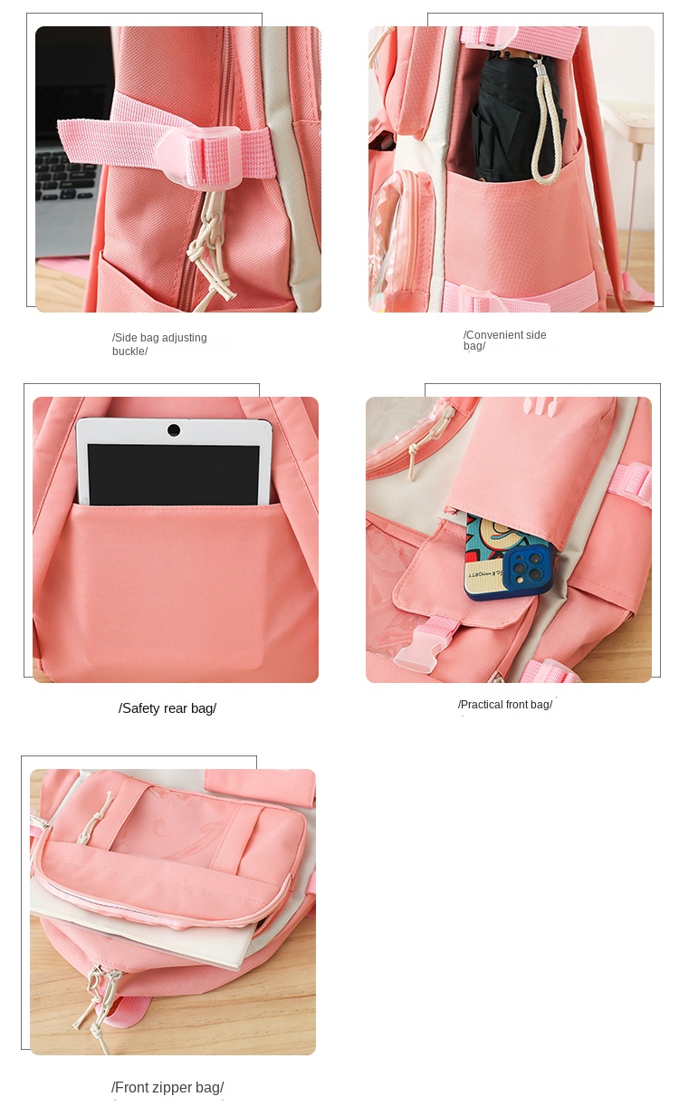3-in-1 Student Backpack Set – Solid Color School Bag, Lunch Tote