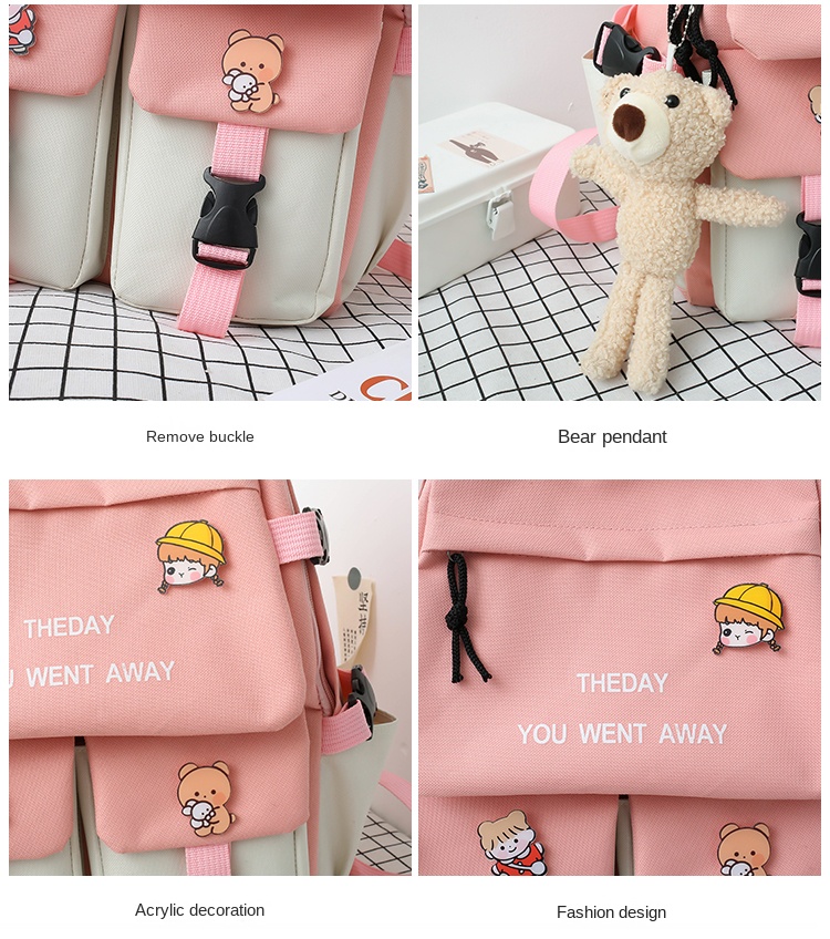 5-in-1 Student Backpack Set – Rainbow Backpack, Crossbody Bag, Pencil Case, Drawstring Bag