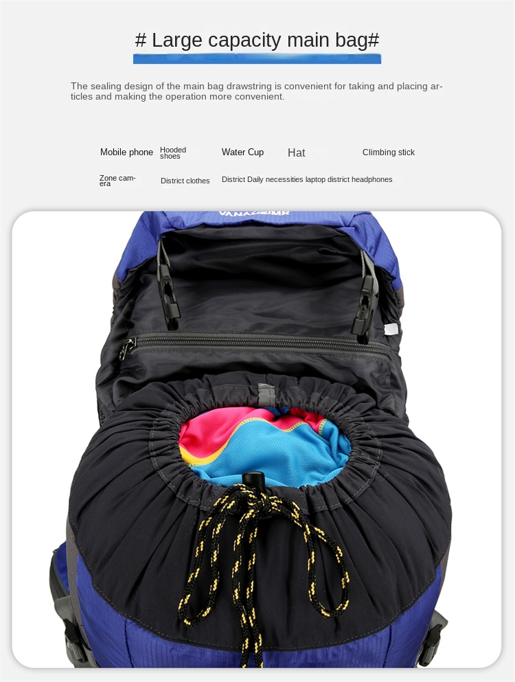 65L Outdoor Hiking Backpack – Waterproof Trekking Pack with Rain Cover