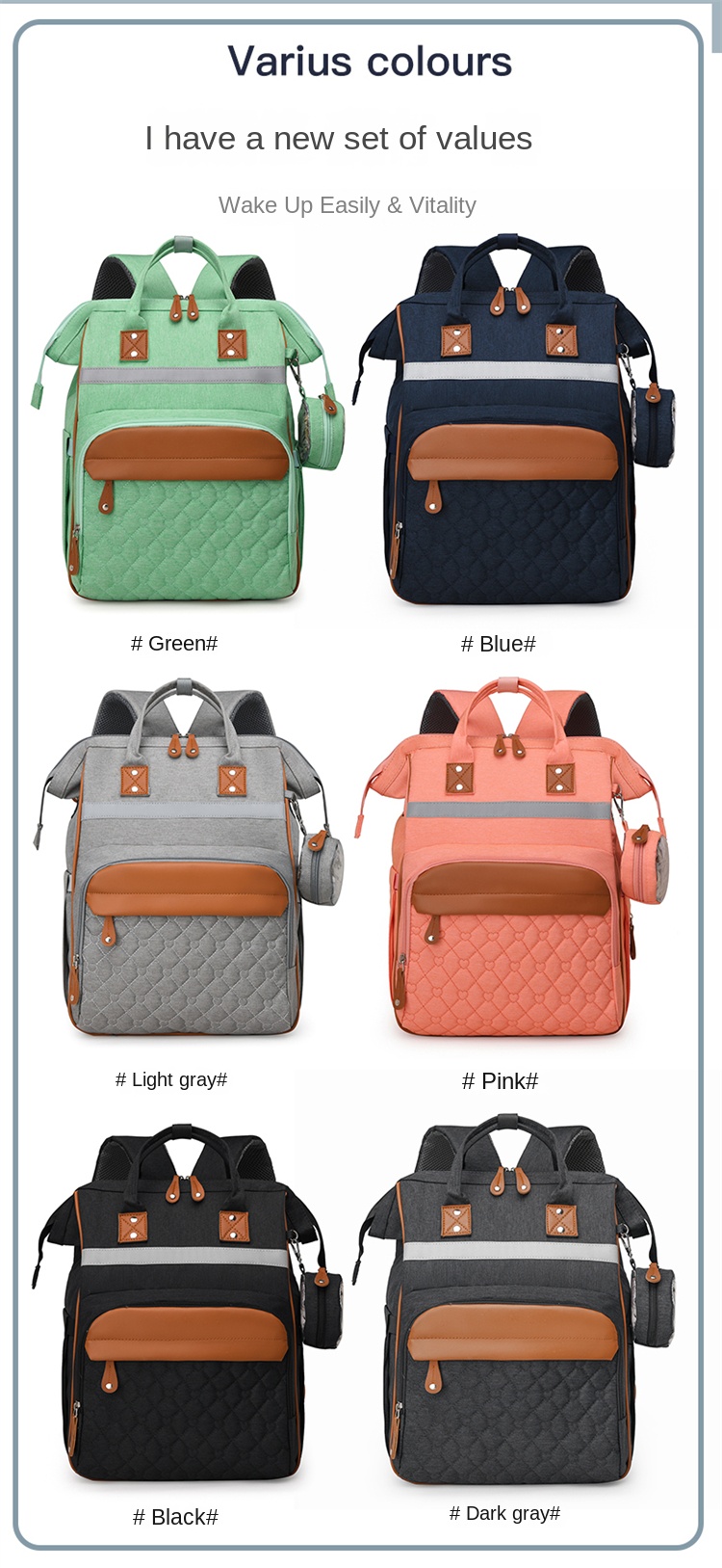Large Capacity Diaper Bag Backpack – Waterproof Multi‑Pocket Baby Bag