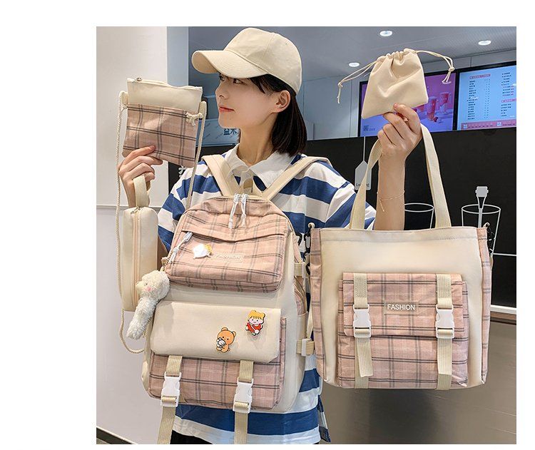 5‑Piece Floral Backpack Set for Girls with Water Bottle Holder