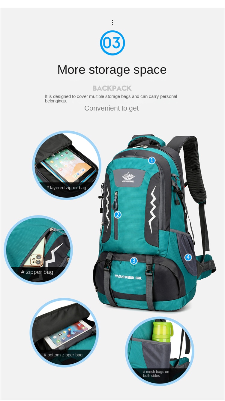 50L Heavy Duty Hiking Backpack – Full-Featured Outdoor Travel