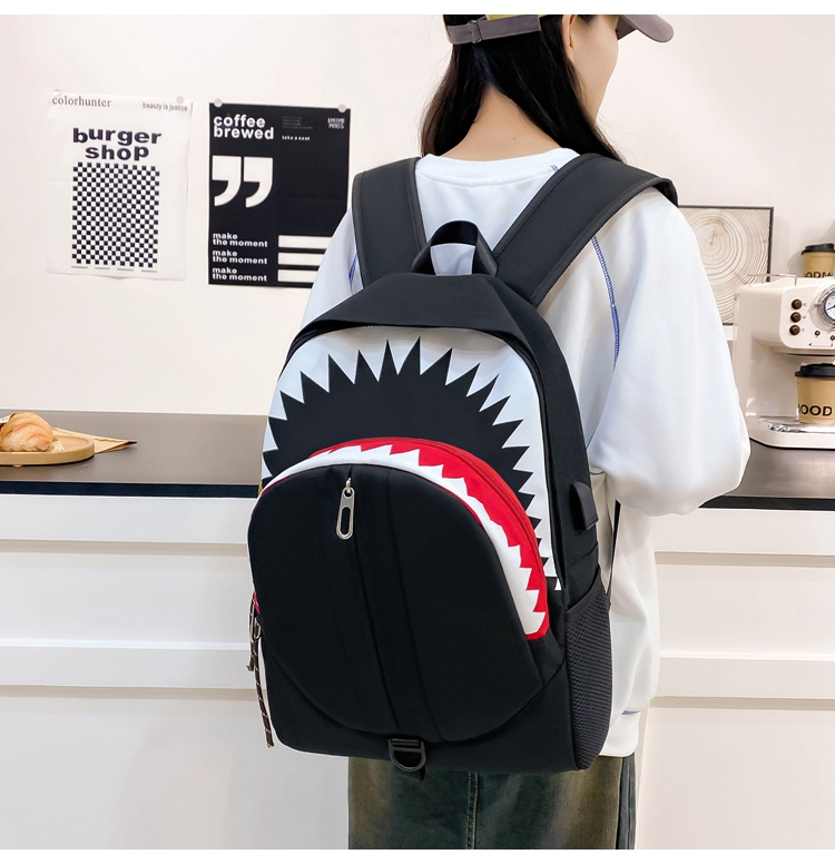 Glow‑in‑Dark Shark Jaw Student Backpack – Luminous