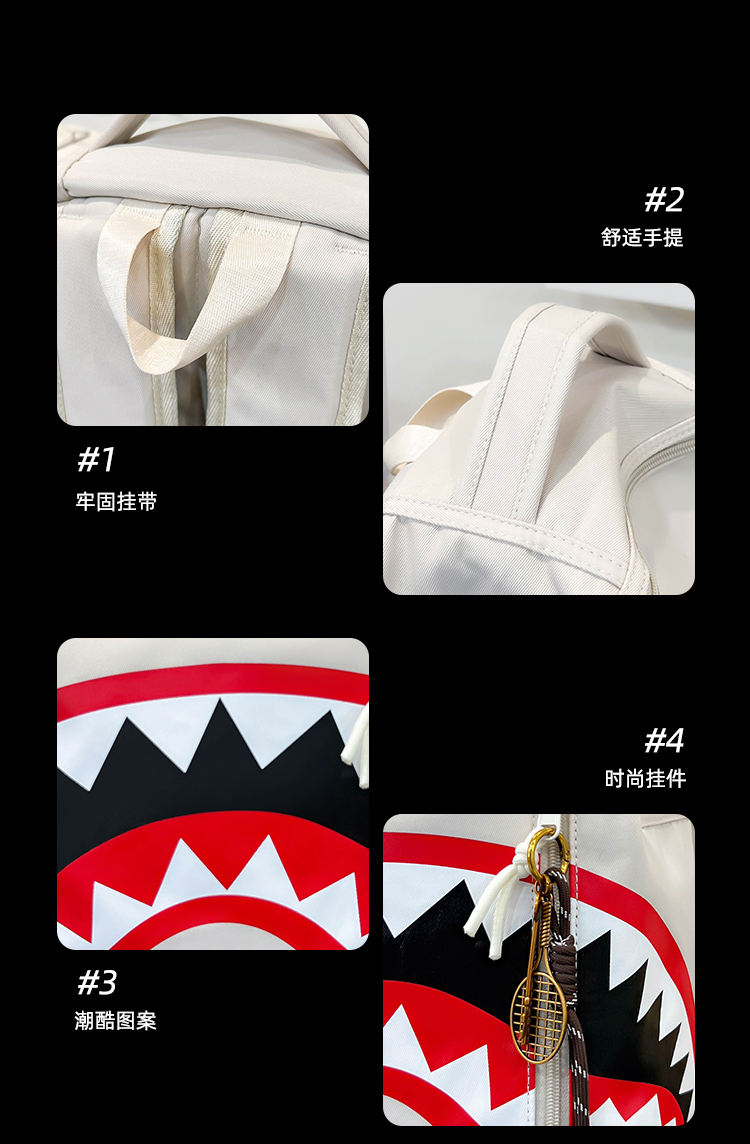 3D Shark Mouth Student Backpack – Eye‑Catching