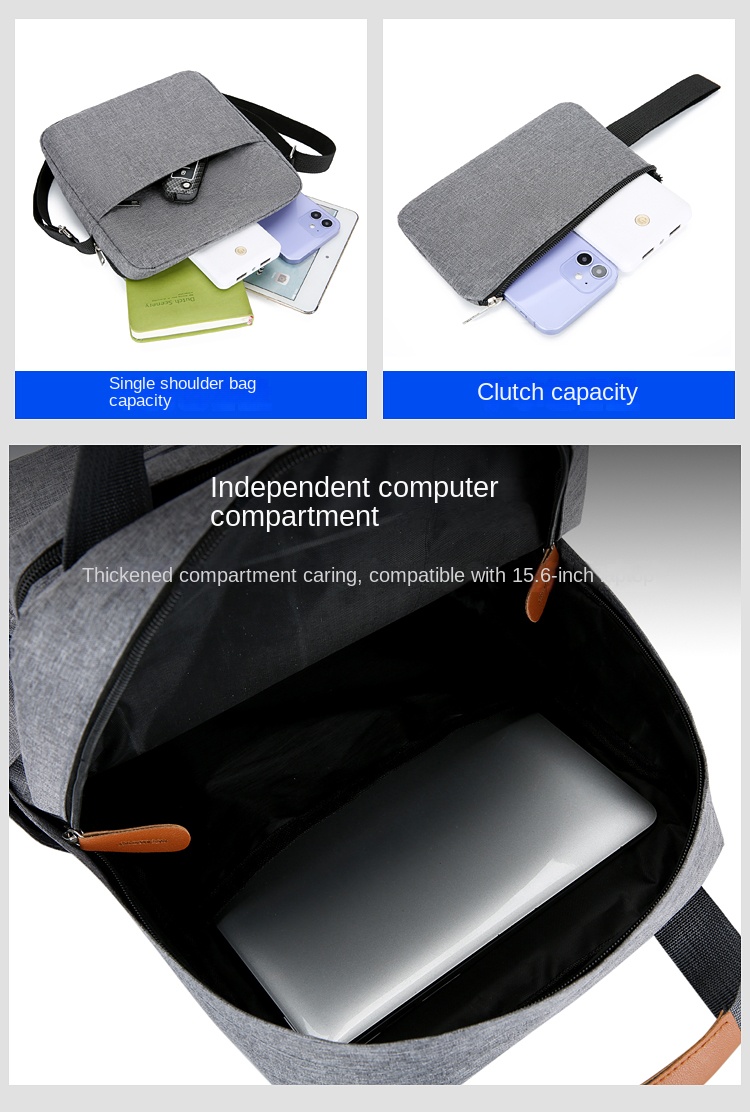 3-Piece Laptop Bag Set – Slim Briefcase, Accessory Pouch
