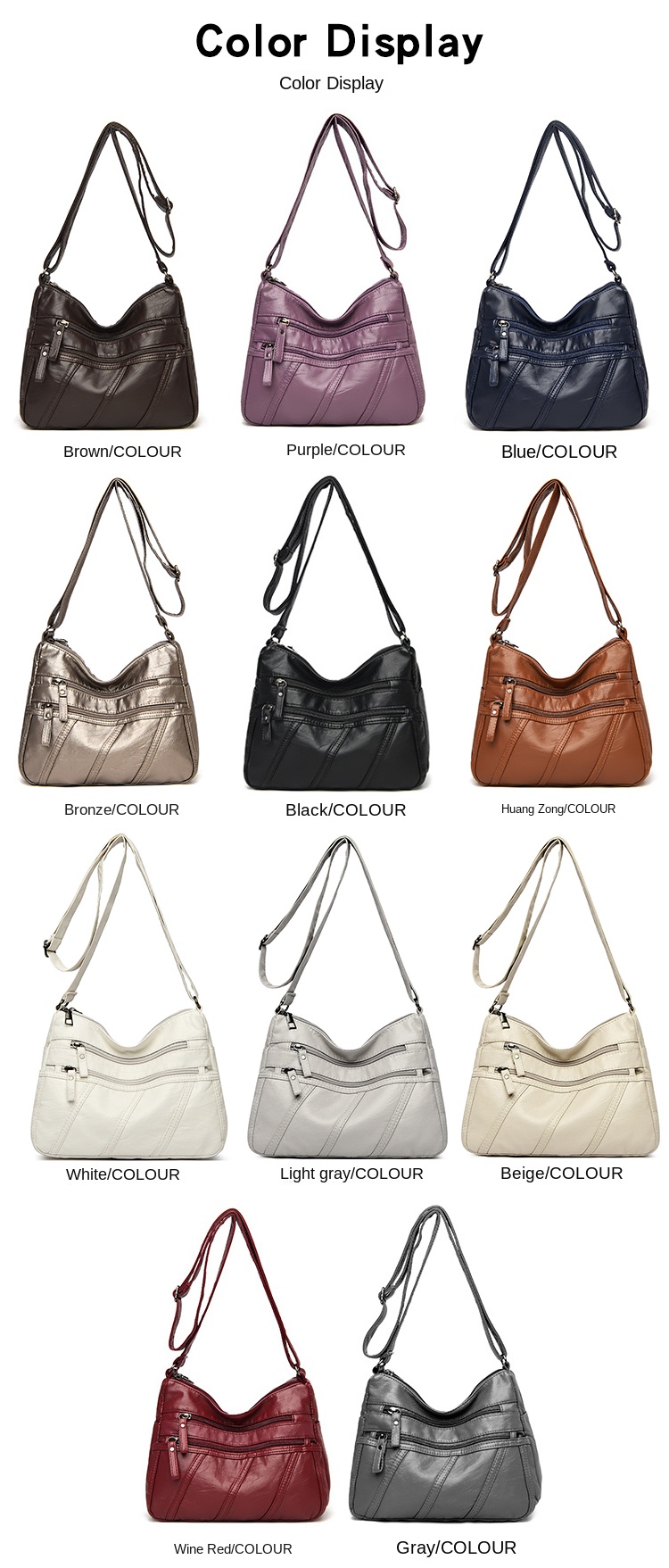 Women’s PU Shoulder Handbag with Multiple Pockets – Lightweight