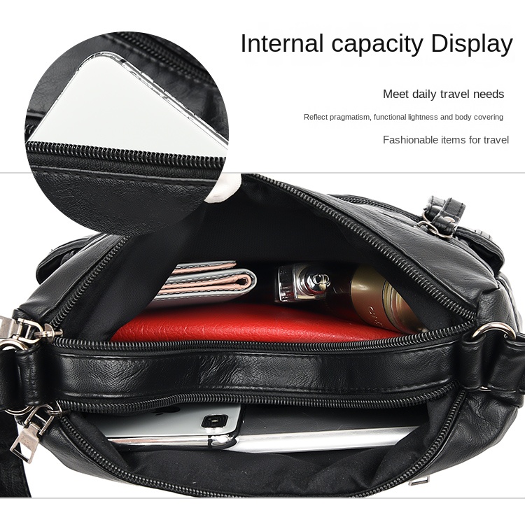 Women’s PU Shoulder Handbag with Multiple Pockets – Lightweight